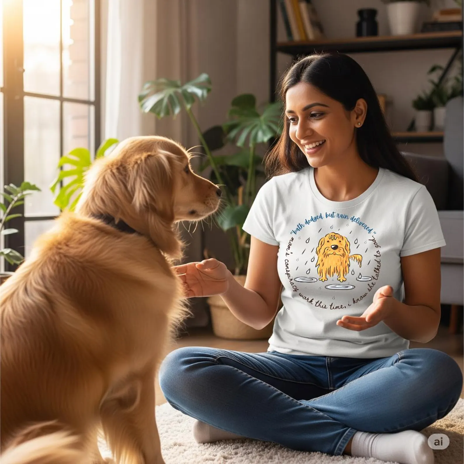 Funny Dog Rain Walk T-Shirt | Dog Lover Humor Pet Parent Tee